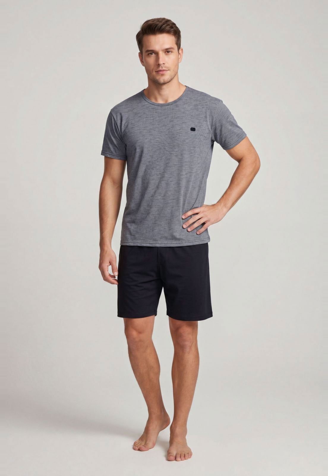 Conjunto Pijama Masculino Malwee Top e Shorts Azul Marinho