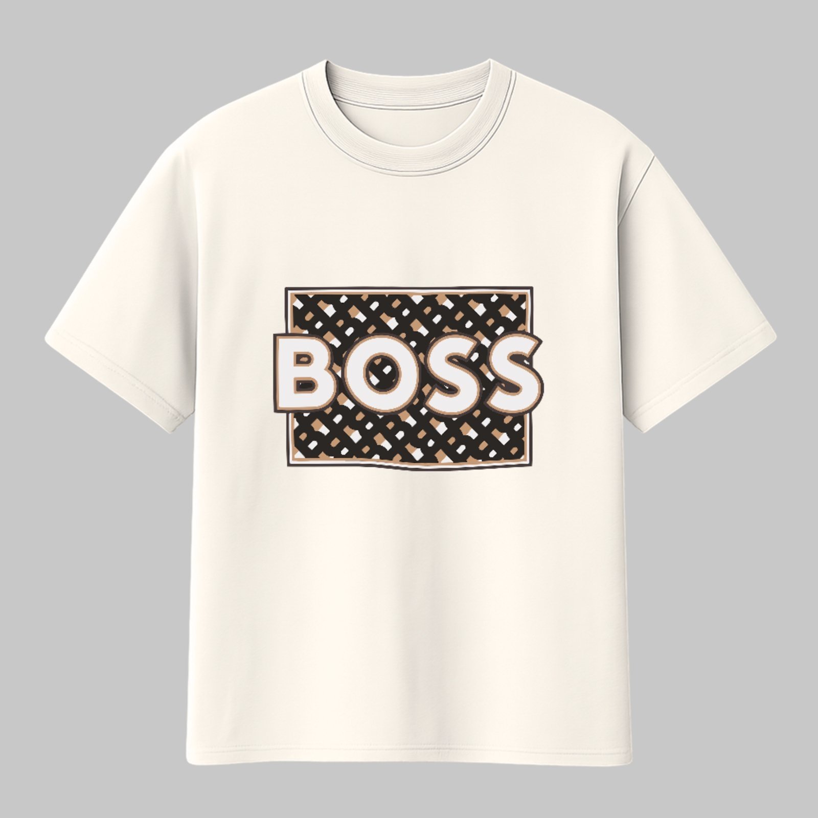 Camiseta Básica Boss Mode Fashion Estilo Urbano Trend Off White