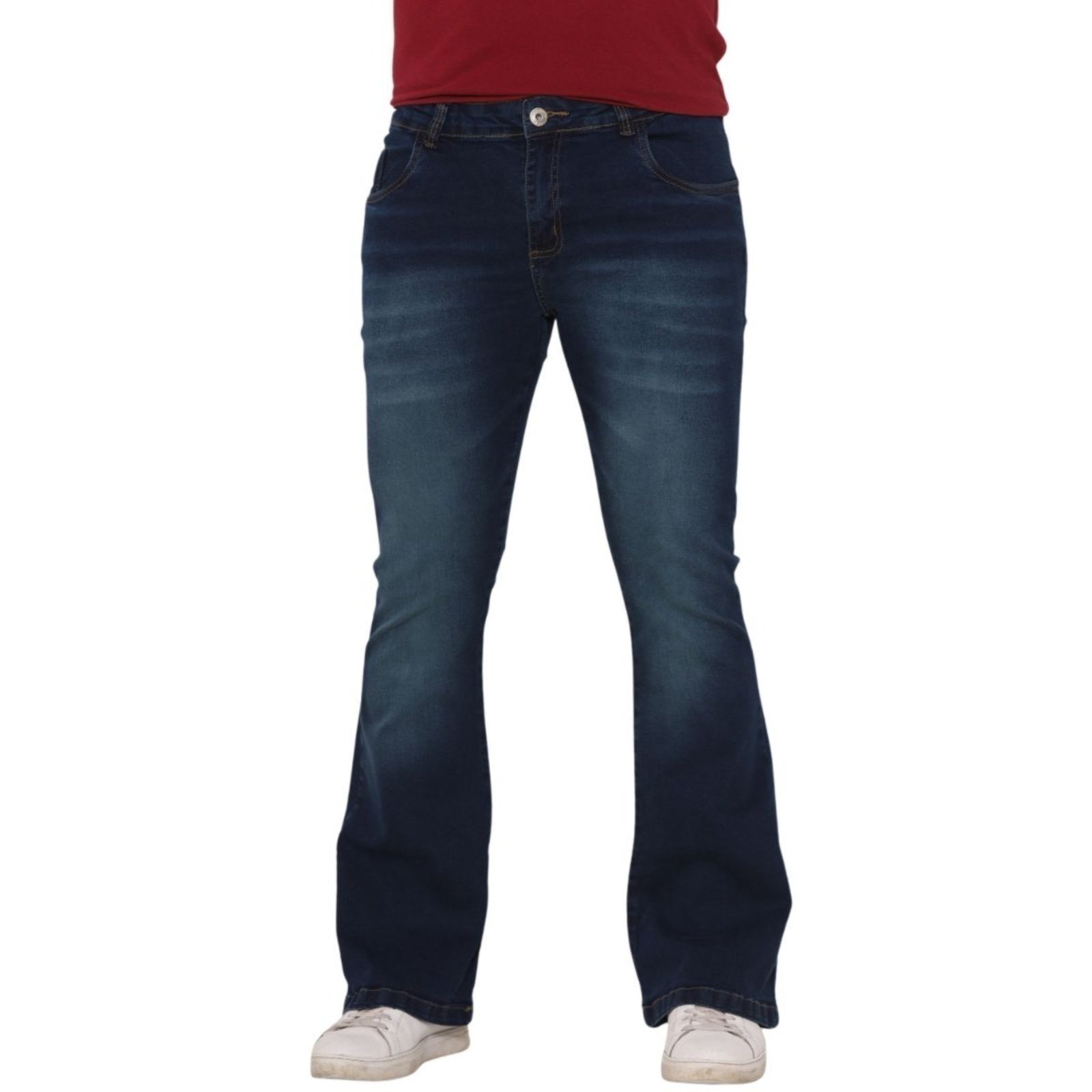 Calça Flare Masculina Jeans Loka Retro com Lavagem Escura