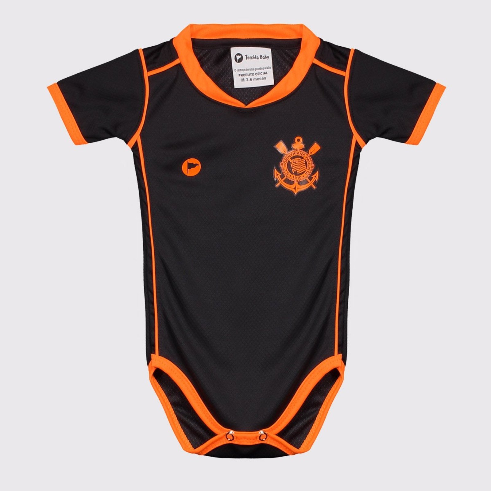 Infantil - Body Corinthians Premium Preto e Laranja