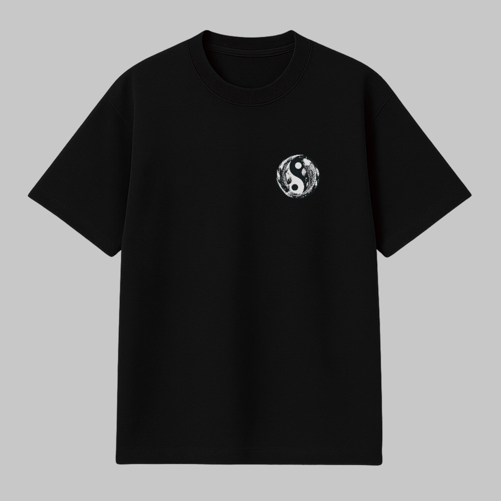 Camiseta Básica Dragões Orientais Yin Yang Unissex Preto
