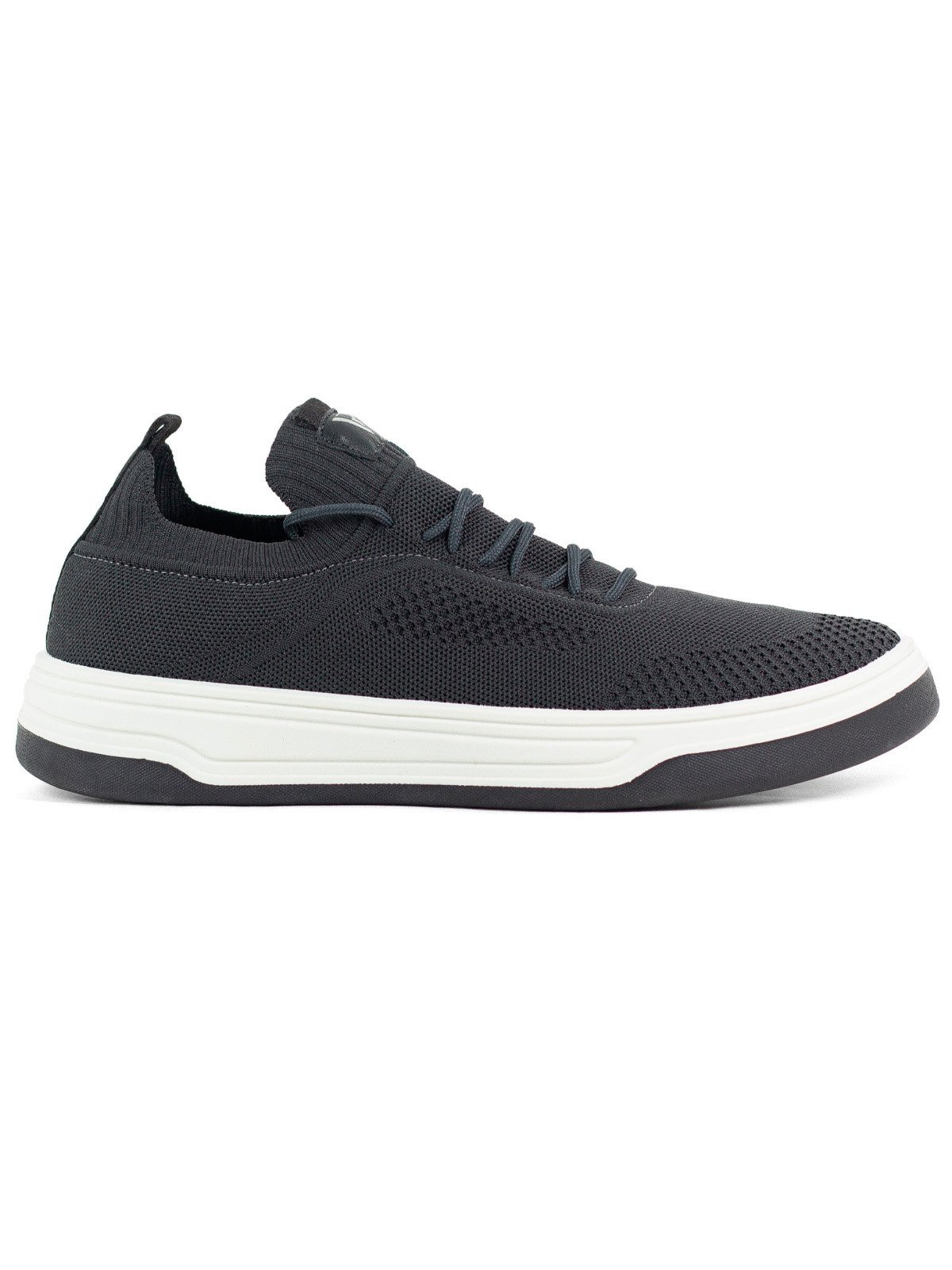 Tênis Masculino VR Collezioni Tedy Casual Knit Confortável Chumbo Grafite Preto