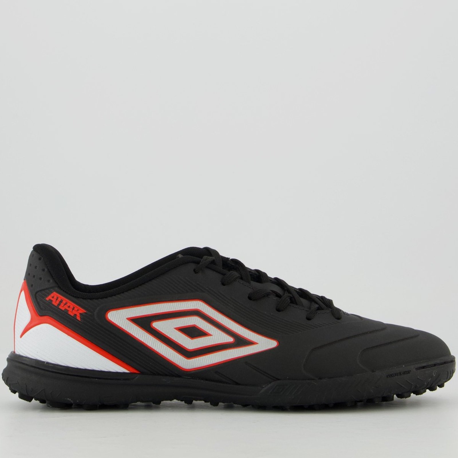 Chuteira Umbro Attak III Society Preta e Vermelha
