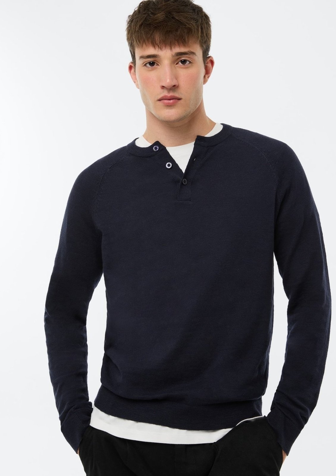 Camisa Masculina Henley Em Tricô Hering