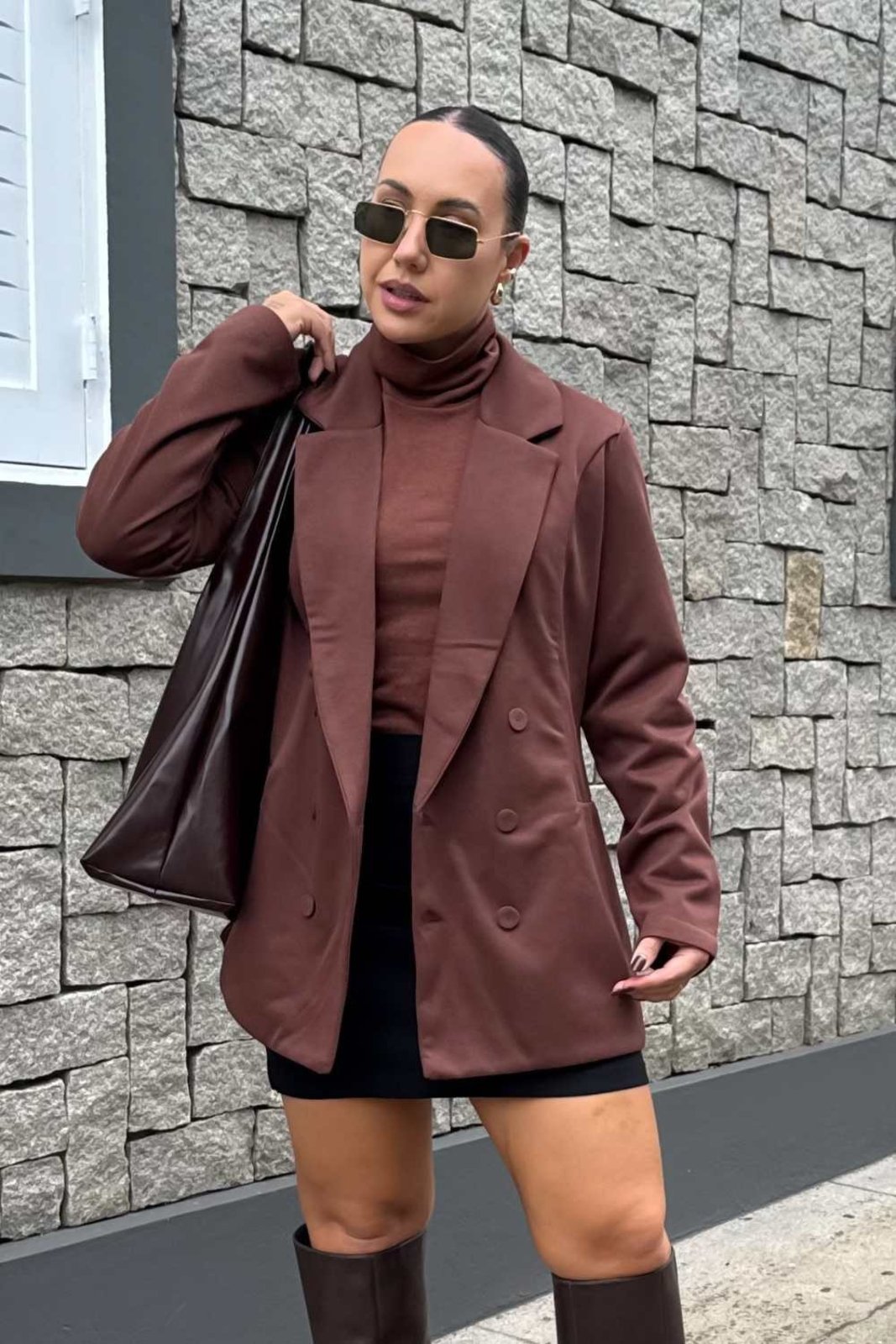 Blazer Vanibele Alfaiataria Marrom