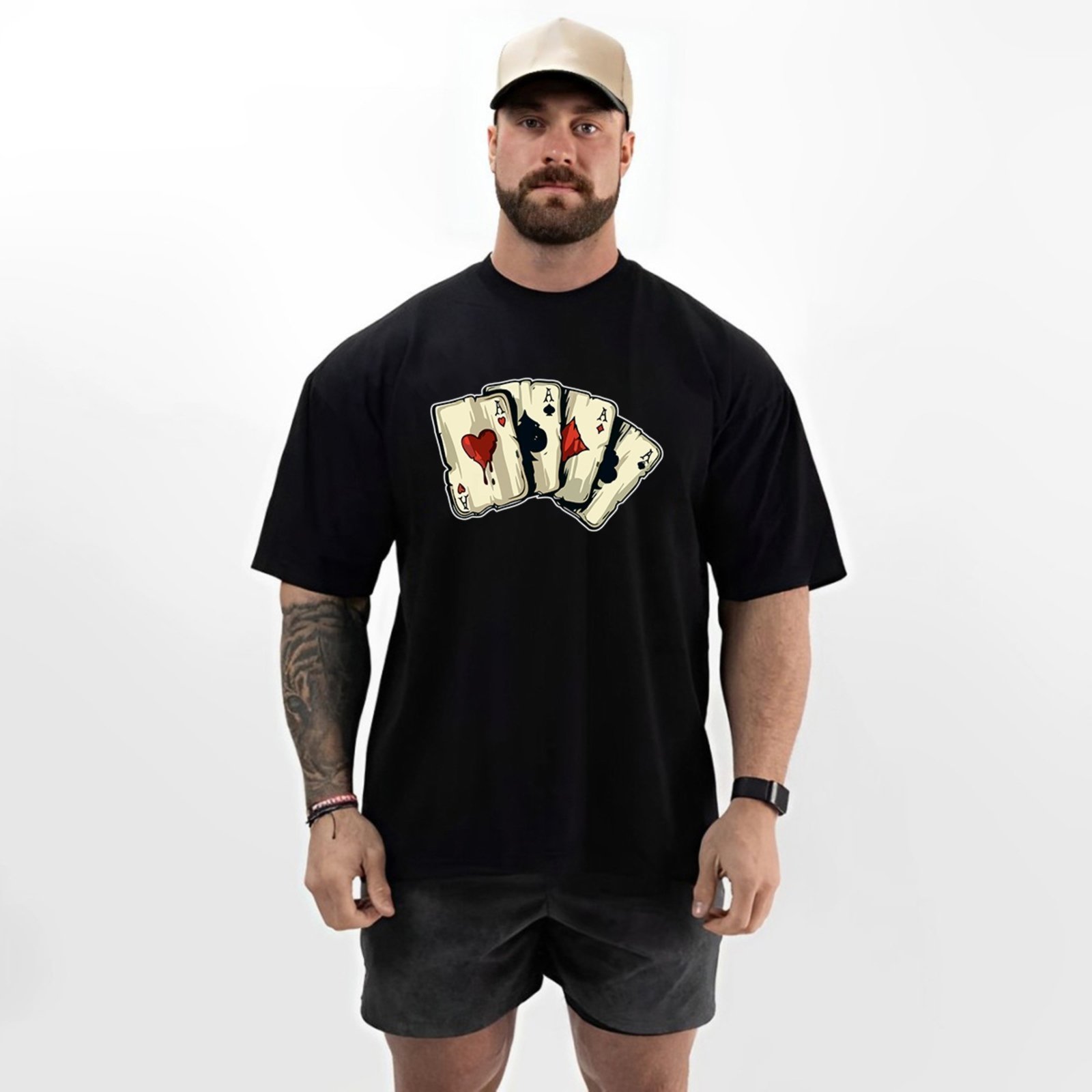 Camiseta Oversized Over Masculina Algodão Academia Preto