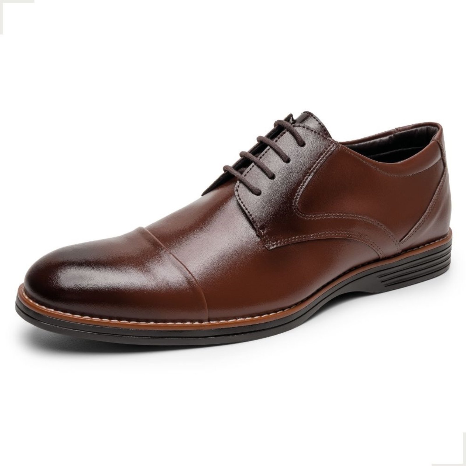 Sapato Oxford Social Masculino Brogue com Cadarço Whisky