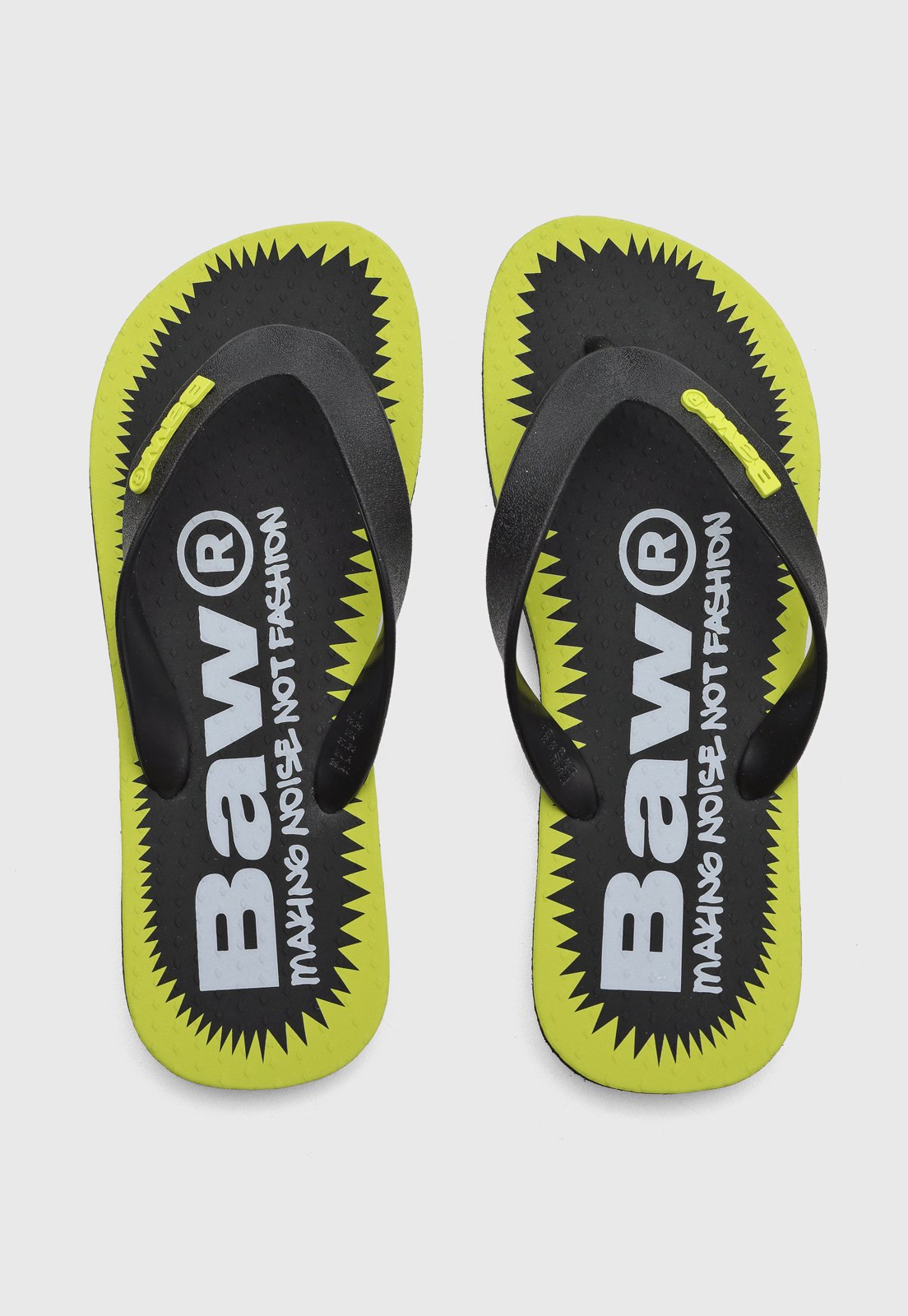 Chinelo Masculino BAW Noise Preto e Amarelo Neon