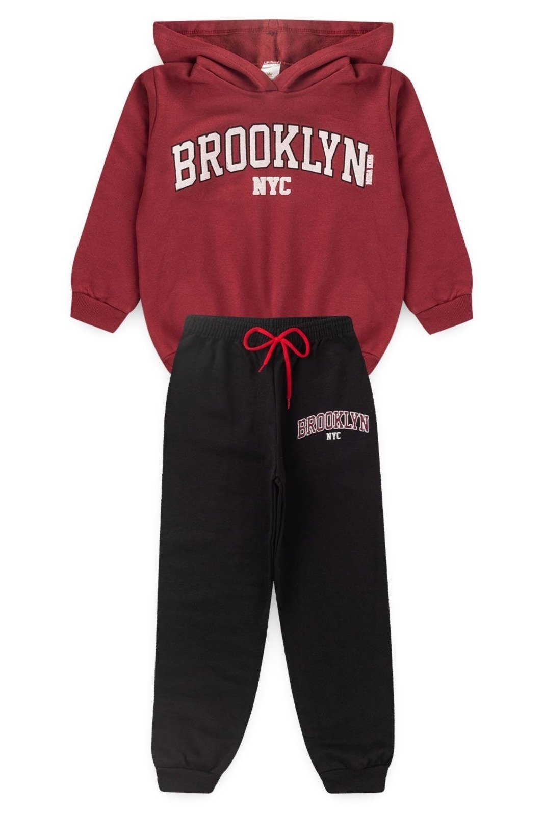 Infantil - Conjunto Moletom Peluciado Masculino Brooklyn - Vermelho