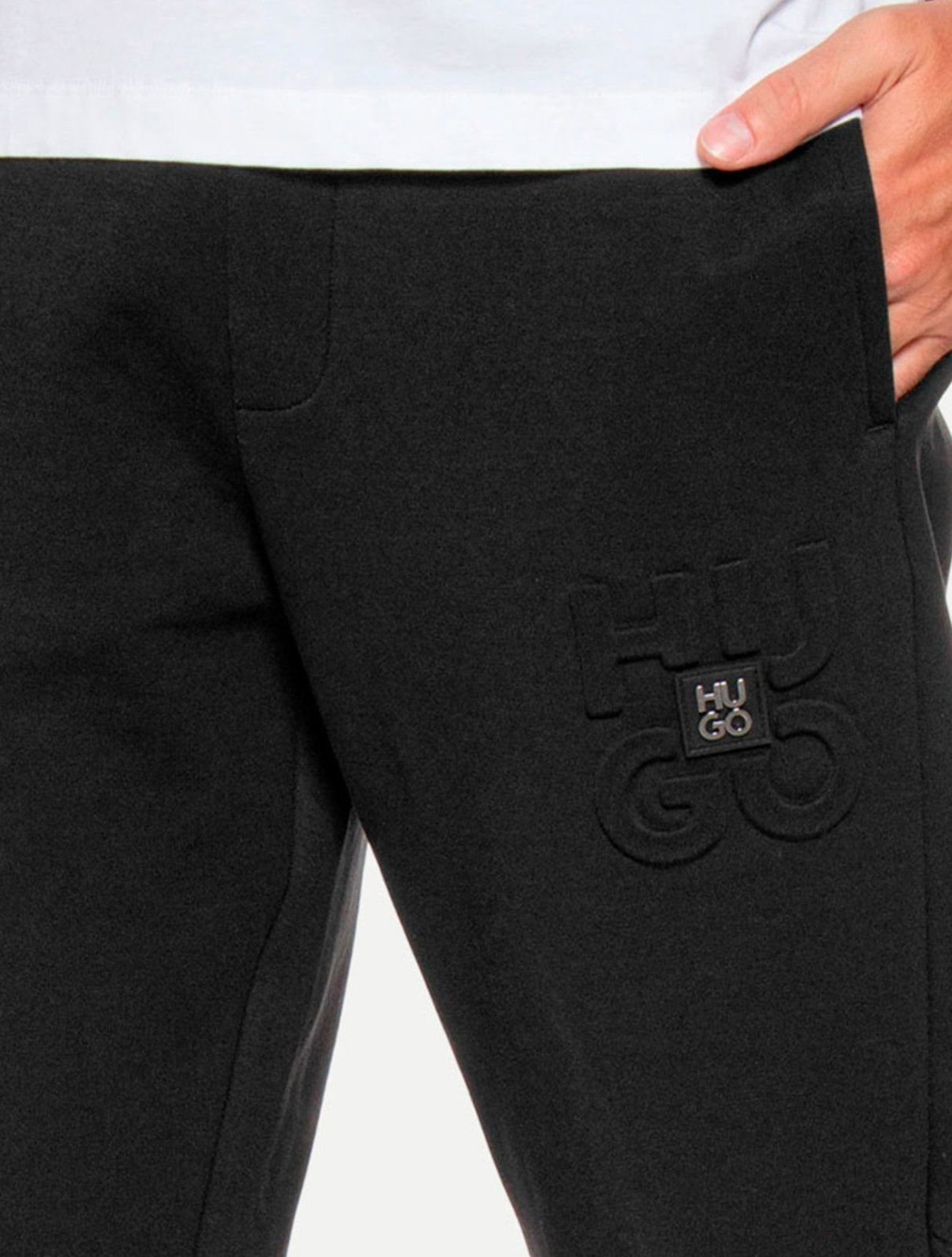 Vista 3 Calça Hugo Boss Masculina Moletom Regular Debospant Preta preto Hugo Boss preto
