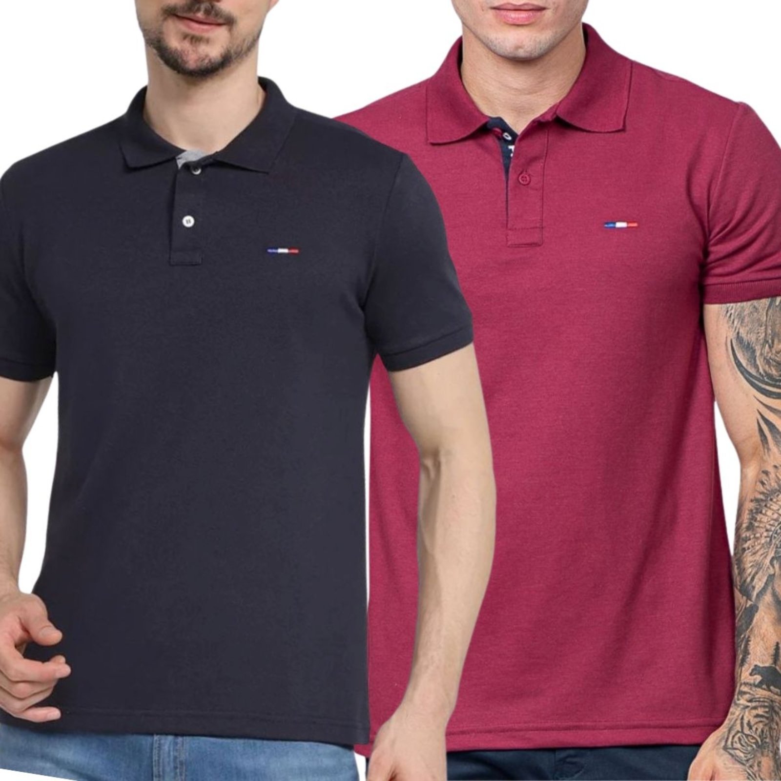 Kit 2 Polos Masculina Básicas Industrie Piquet no Estilo Tommy Bordado França