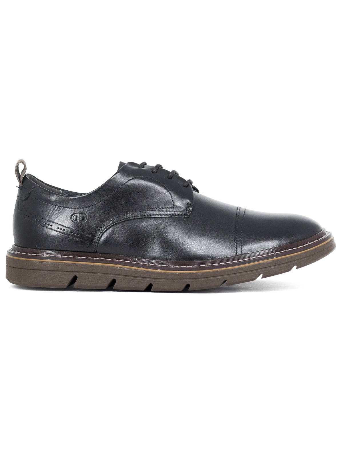 Sapato Masculino Democrata Metropolitan Jeff Casual Couro Cadarço Tratorado Preto Sola Marrom