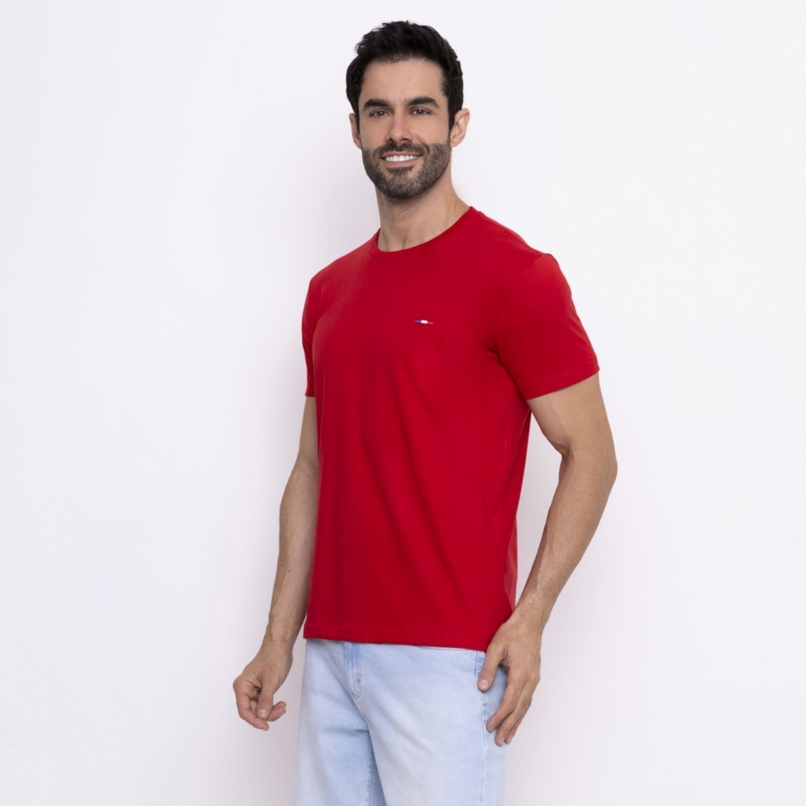 Vista 2 Camisetas FMF Básicas Masculina Industrie em Algodão Premium no Estilo Tommy Bordado França azul FMF azul