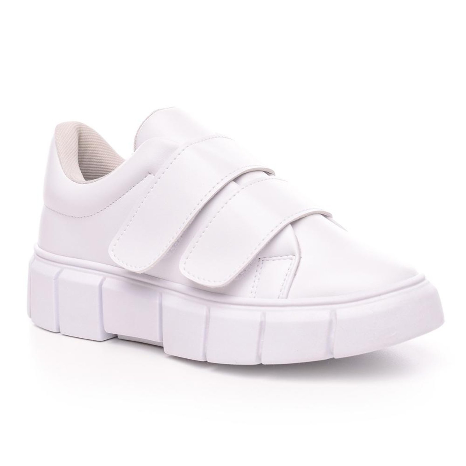 Tênis Feminino Clássico Casual Com Duas Fitas Autocolante Branco 34 Branco