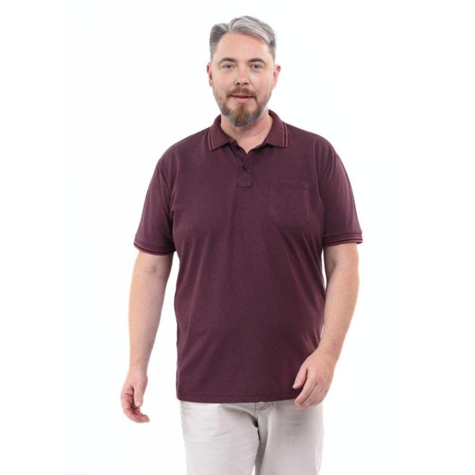 Camisa Polo Masculina Plus Size Pique Algodão com Bolso