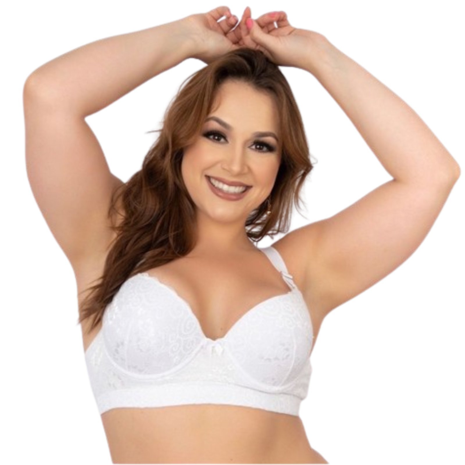 Sutiã Reforçado Plus Size Reflexo Íntimo Em Renda Com Bojo Sustentação Branco