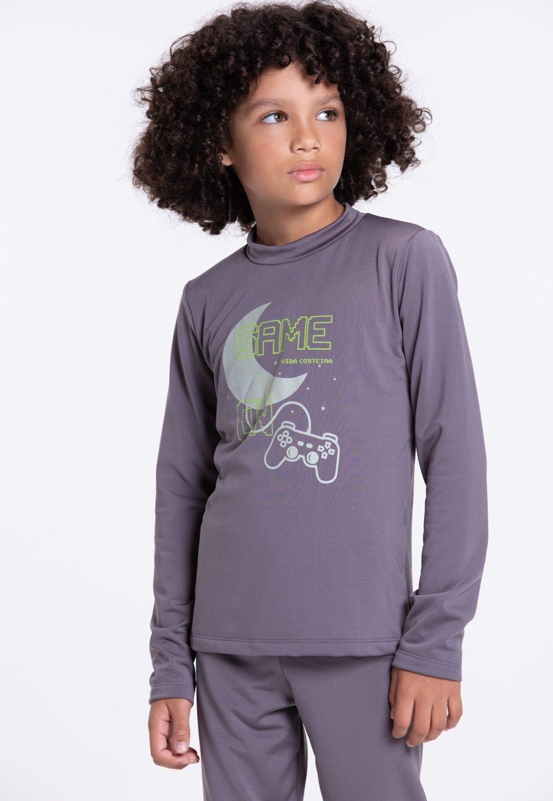 Vista 3 Infantil - Conjunto Térmico Brilha no Escuro Masculino Chumbo VIDA COSTEIRA cinza VIDA COSTEIRA cinza