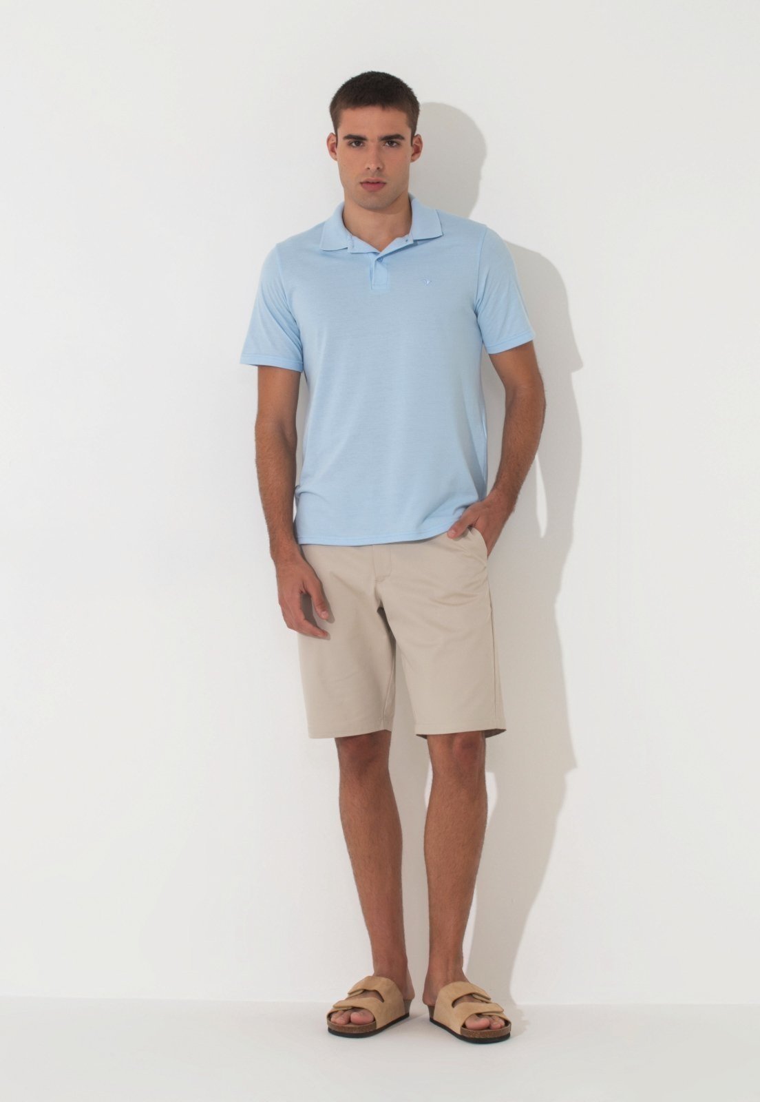 Polo Traymon Piquet Slim Azul Claro