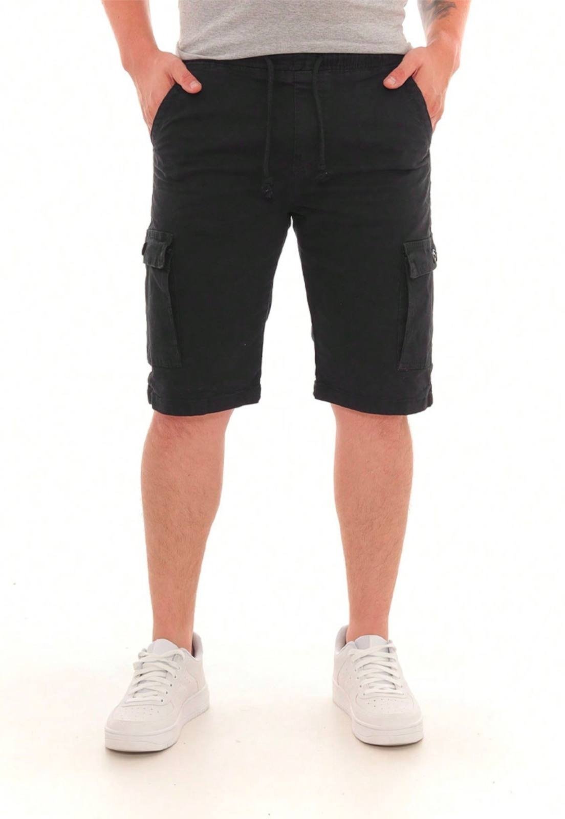 Bermuda Cargo Masculina em Tecido Preto- Estilo e Conforto