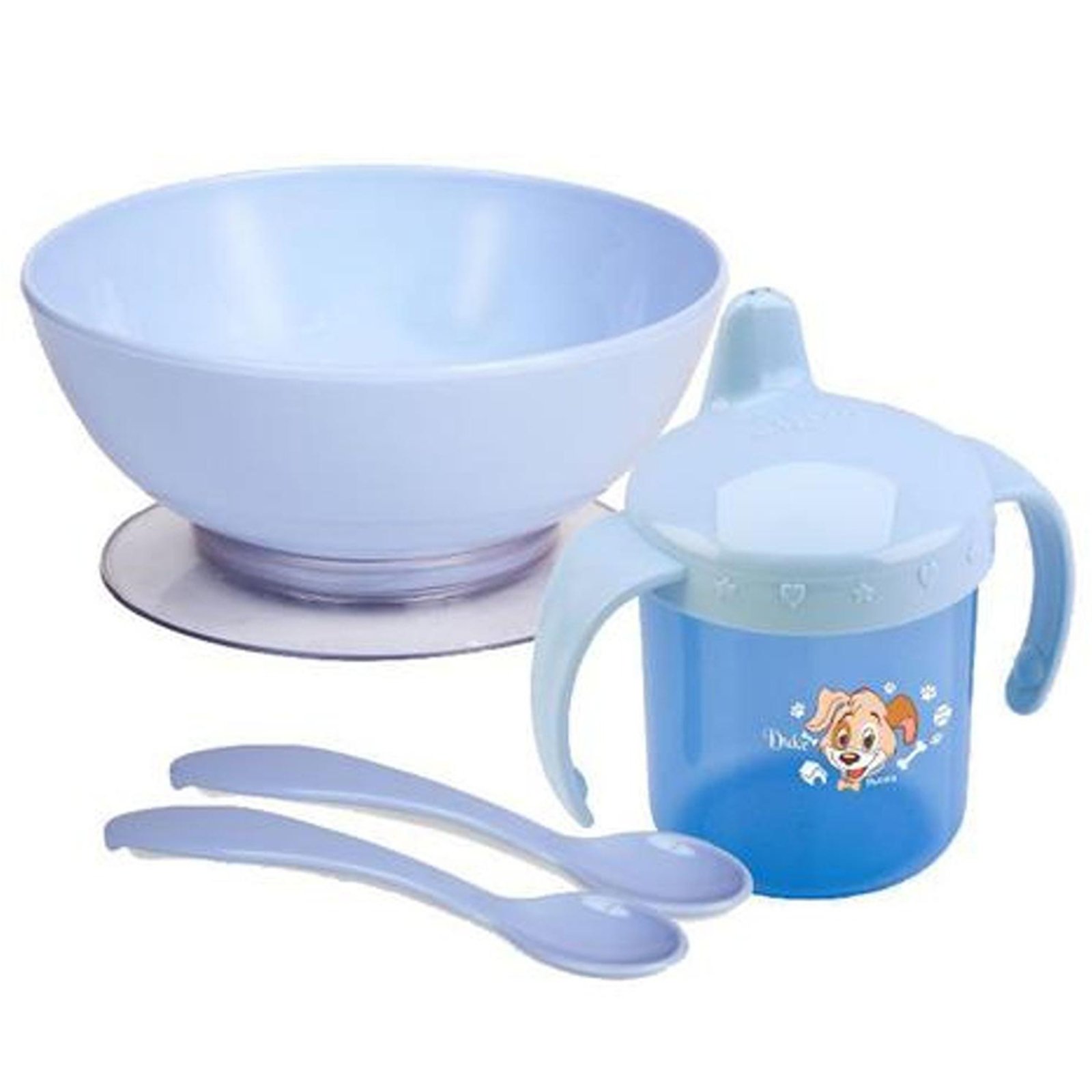 Infantil - Kit para Refeição Prato com Ventosa Colher e Caneca Azul