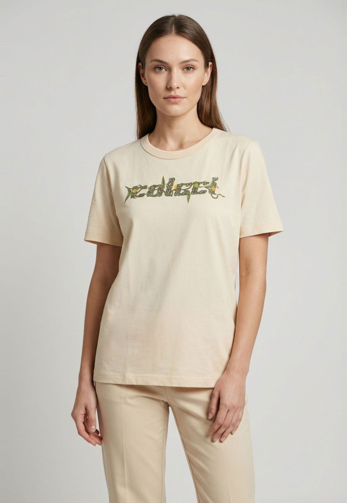 Vista 2 Camiseta Feminina Colcci Estampa Logo bege Colcci bege