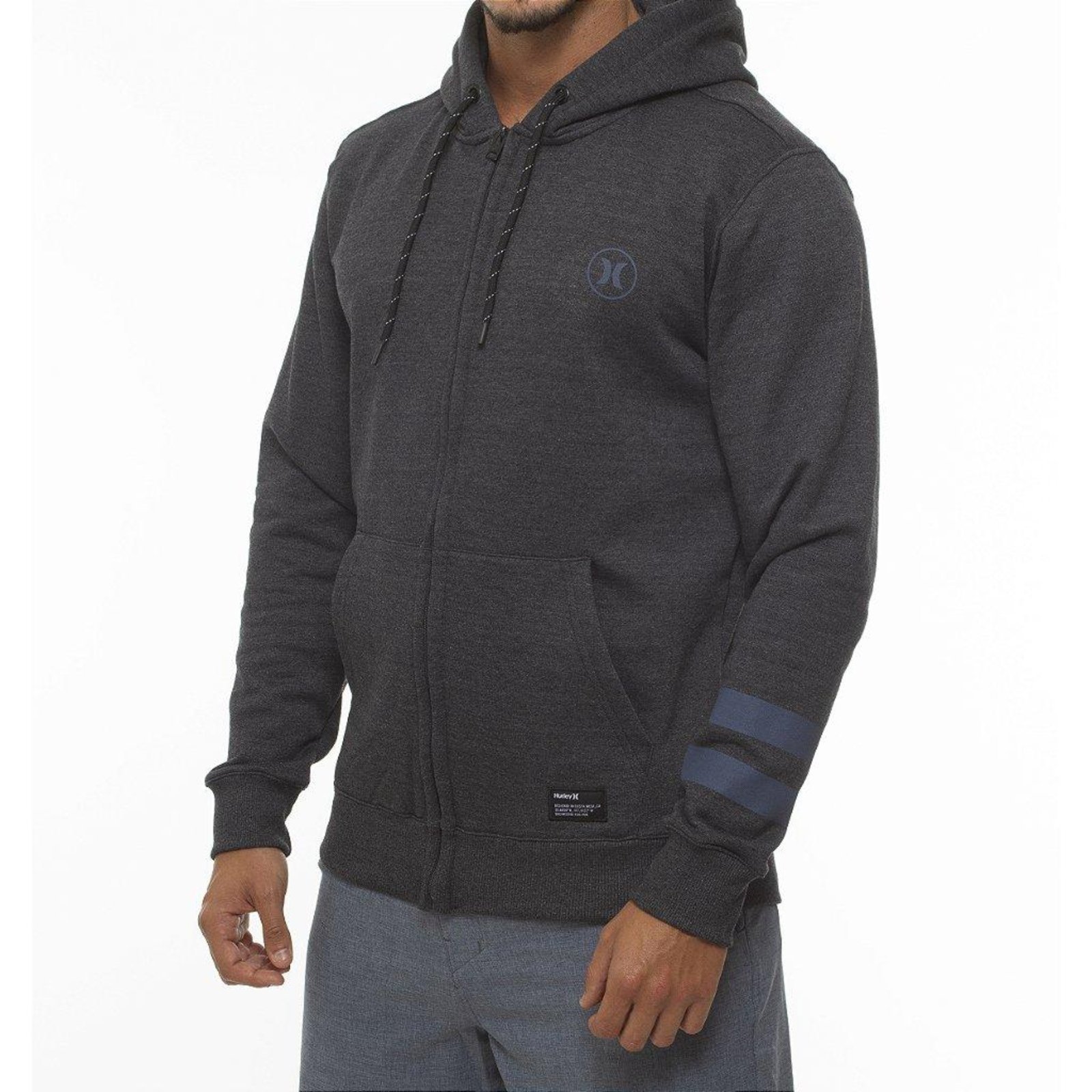 Moletom Hurley Aberto Circle Icon BP Over WT23 Mescla Preto