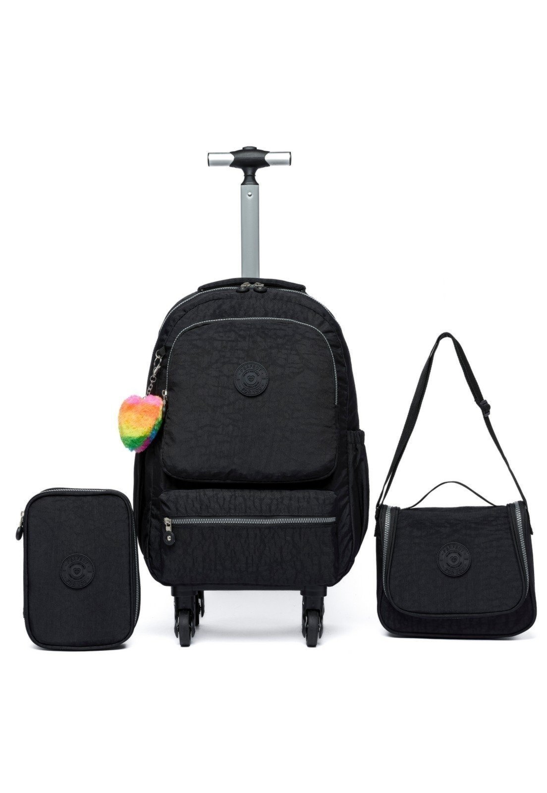 Kit Mochila Feminina Rodinhas Lancheira Estojo Escolar Perfect For You