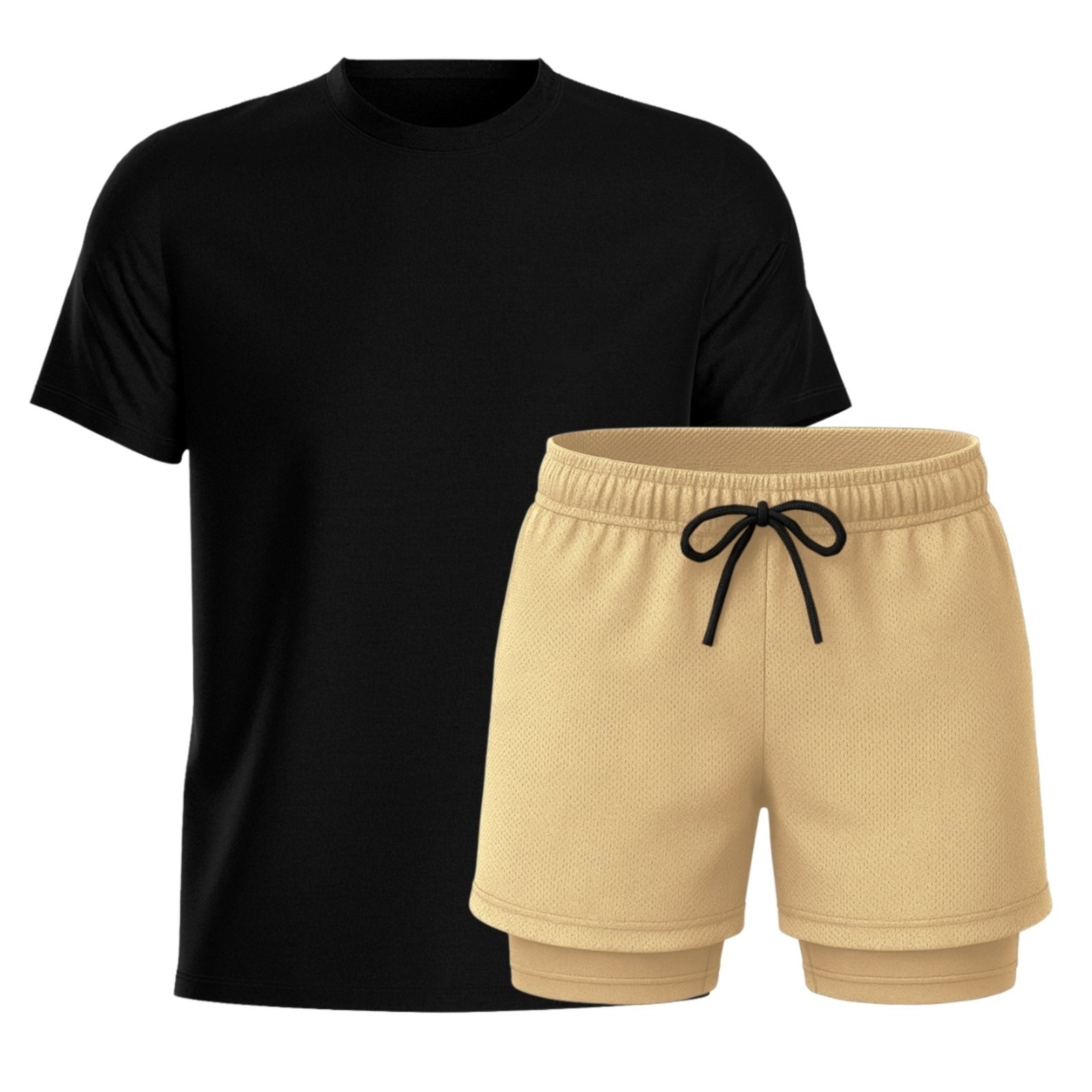 Conjunto Masculino Camiseta Algodão e Short Térmico Dryfit Liso
