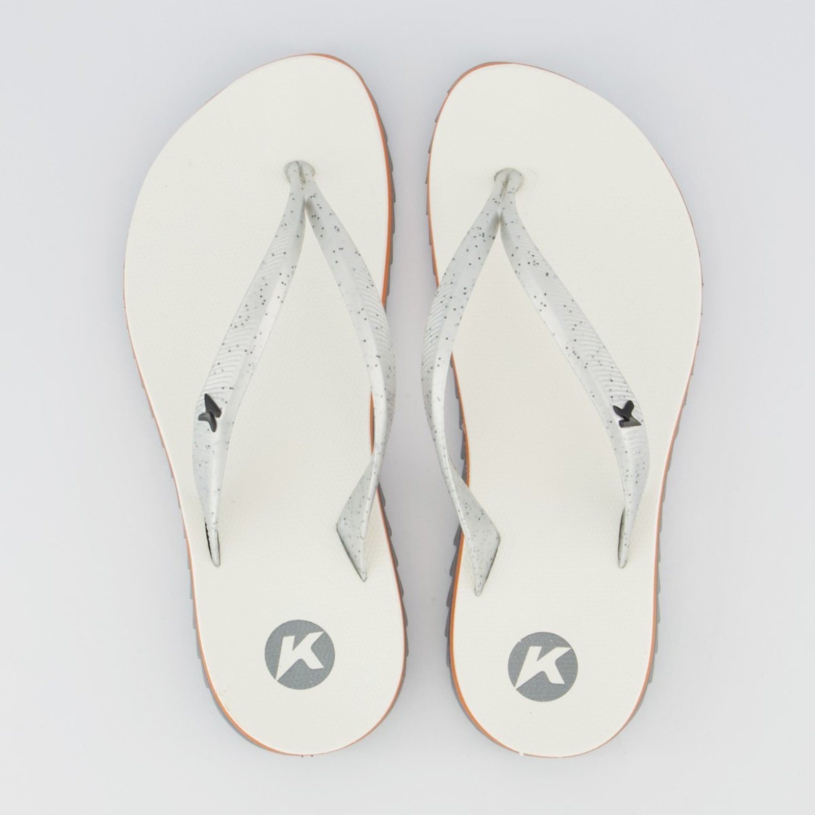 Chinelo Kenner Ibiza Feminino Branco e Prata