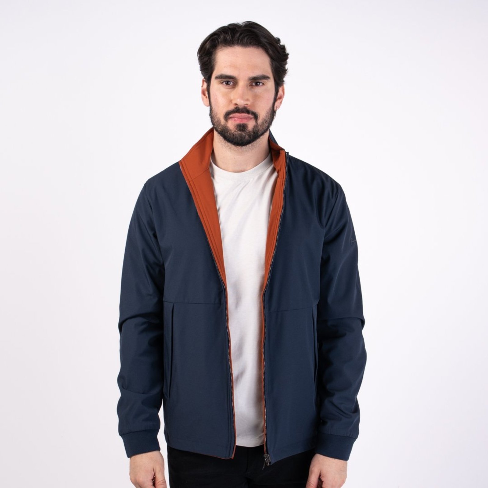 Jaqueta Aramis Nylon Double Face Liq Rep Marinho e Terracota