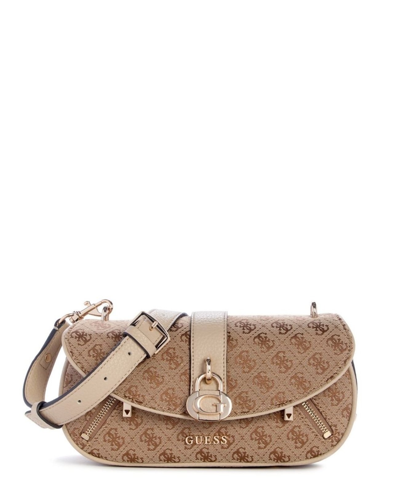 Bolsa Guess Jessa Flap Tiracolo Bege