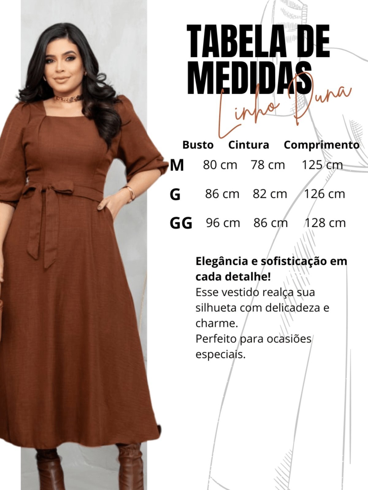 Vista 3 Vestido Midi Soltinho Manga 3/4 Elegante Social Moda Evangélica Sarah Cristina Brand azul marinho Sarah Cristina Brand azul marinho