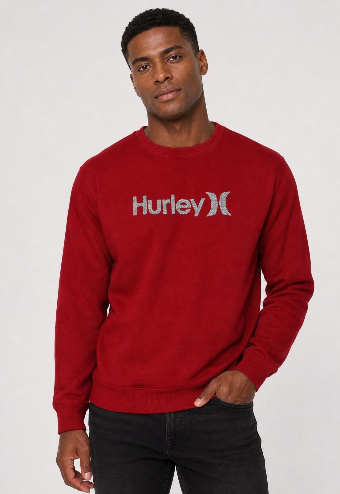 Blusa de Moletom Masculina Hurley Estampa Frontal Vermelha
