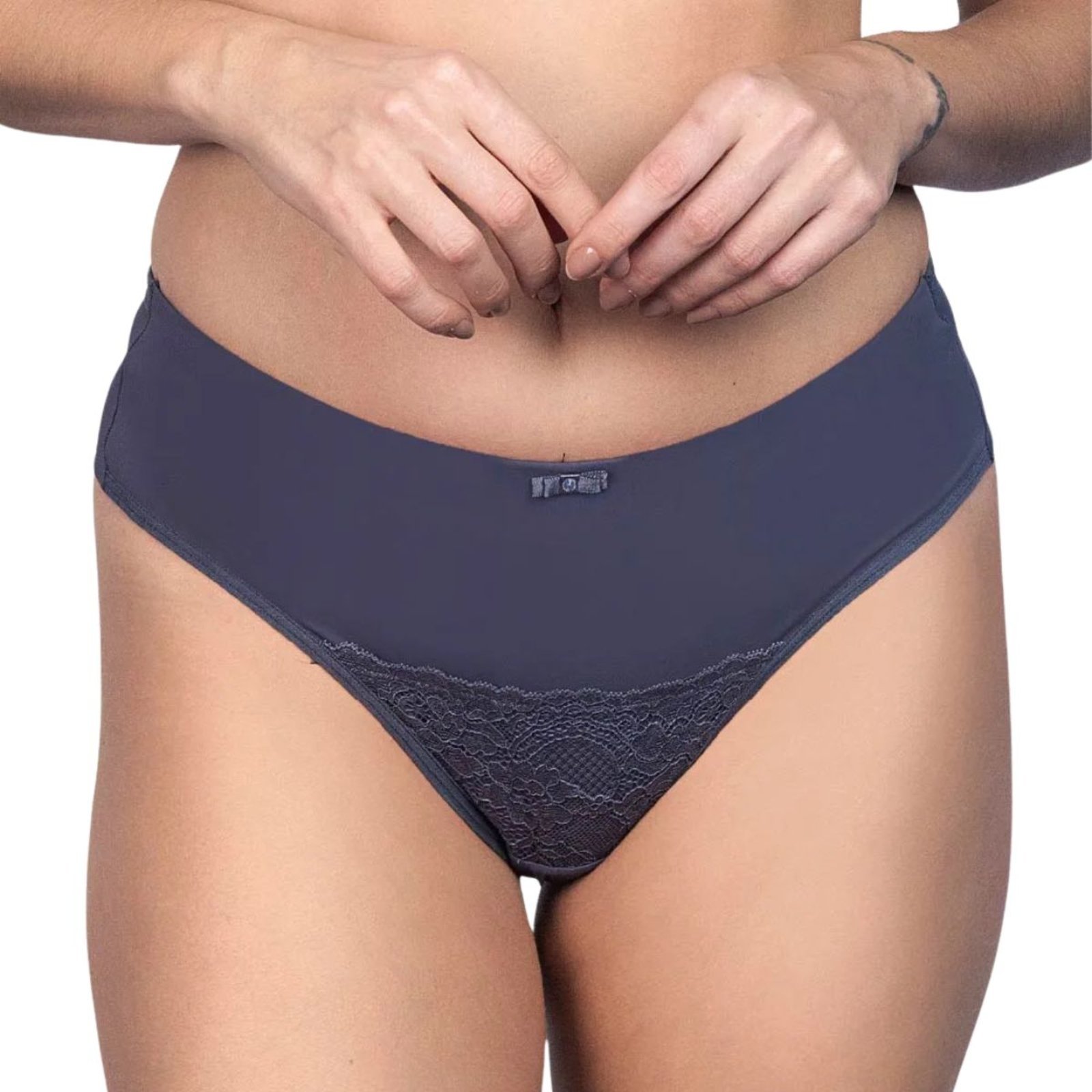 Calcinha Fio Dental Duplo Microfibra com Detalhe em Renda Santa Passion