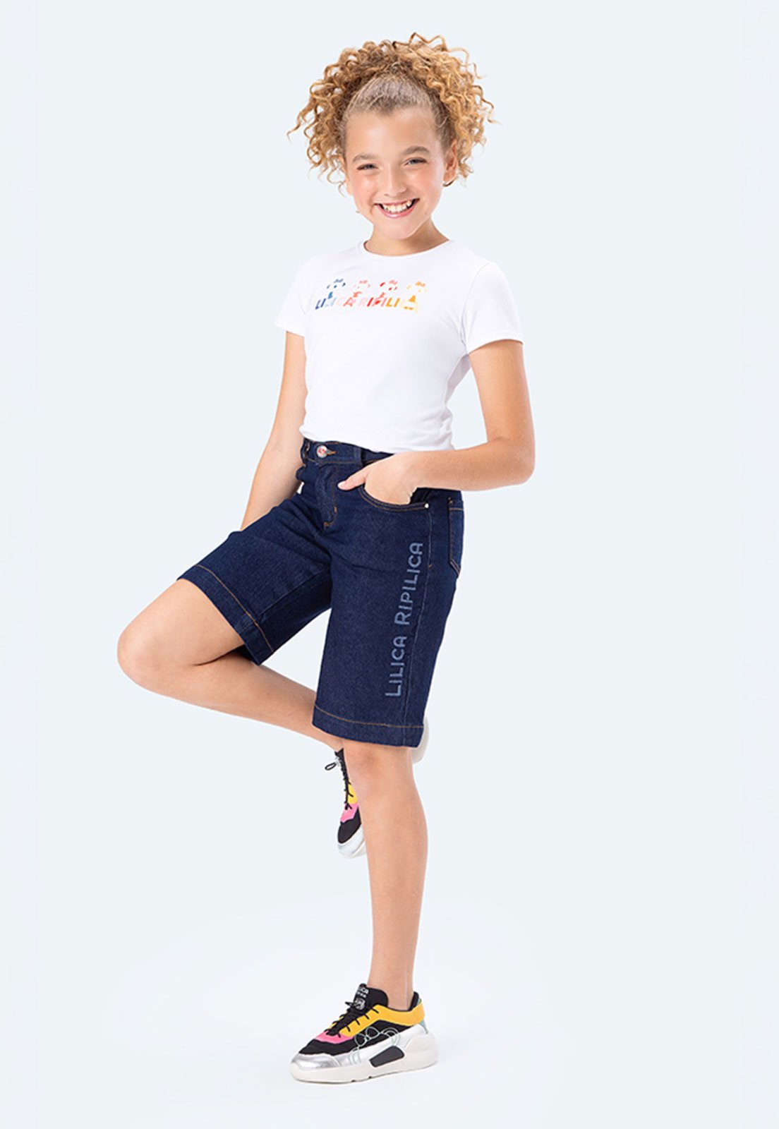 Infantil - Blusa Lilica Ripilica Estampa Colorida Branca