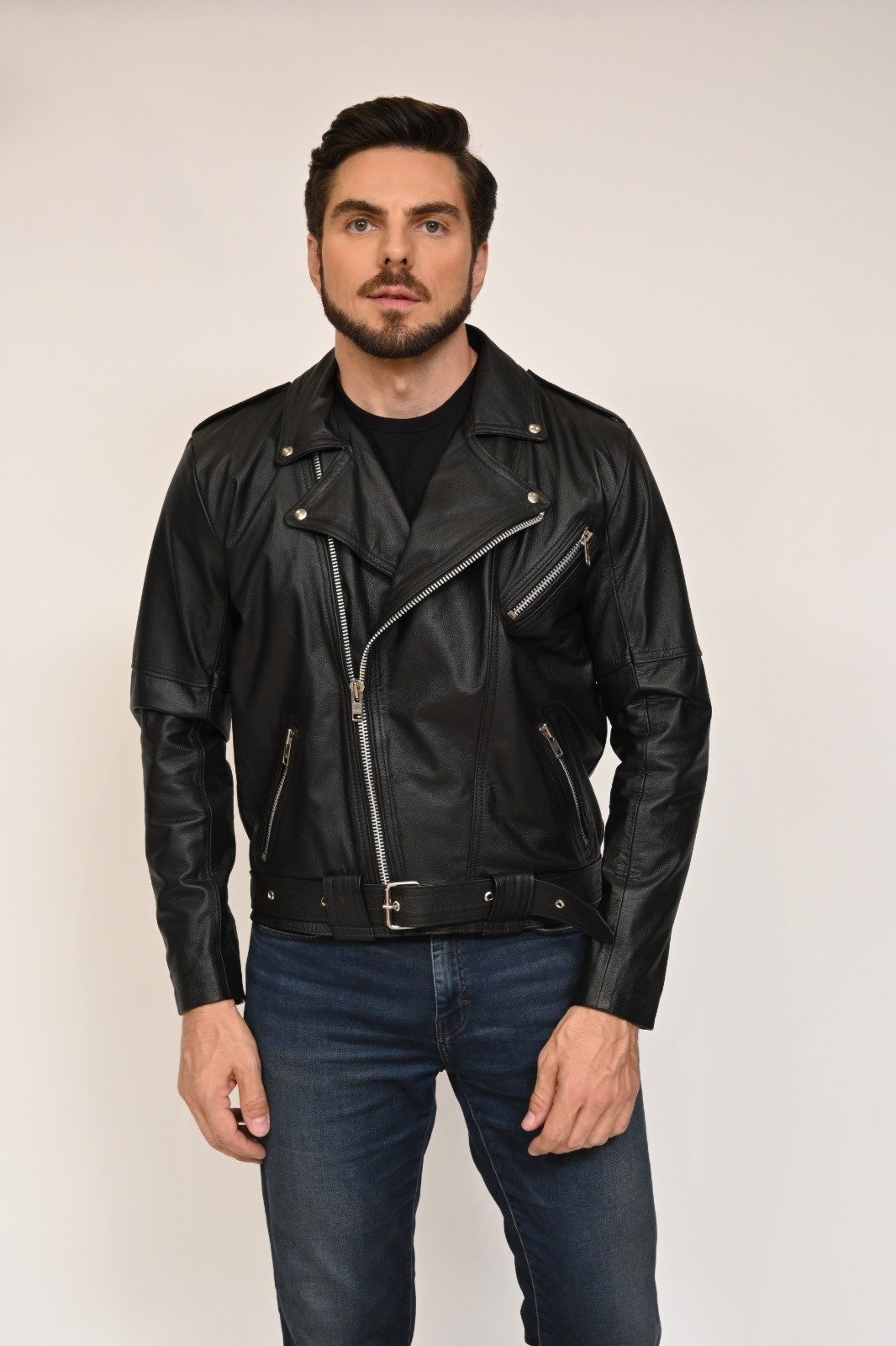 Jaqueta Biker Couro Preto