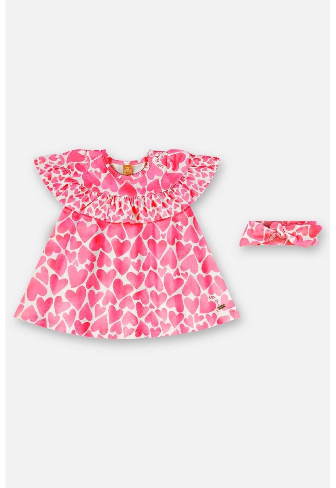 Infantil – Vestido e Faixa em Algodão Up Baby Rosa