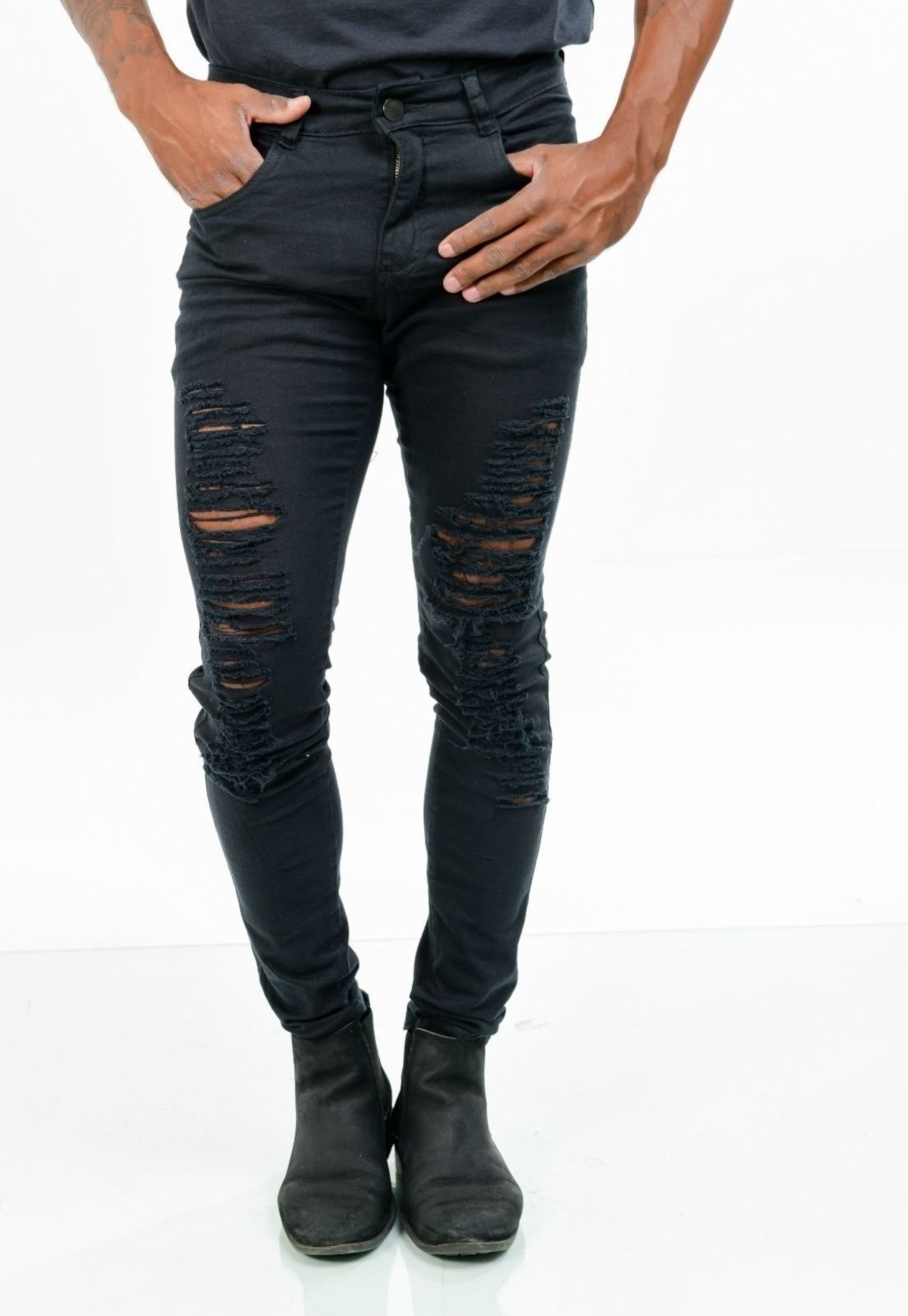 Calça Sarja Rasgada Alleppo Jeans Havana Preta