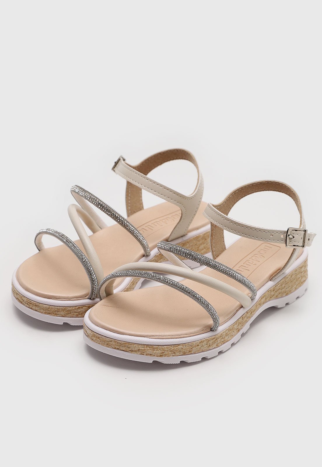 Infantil - Sandália Molekinha Tiras Glitter Branco