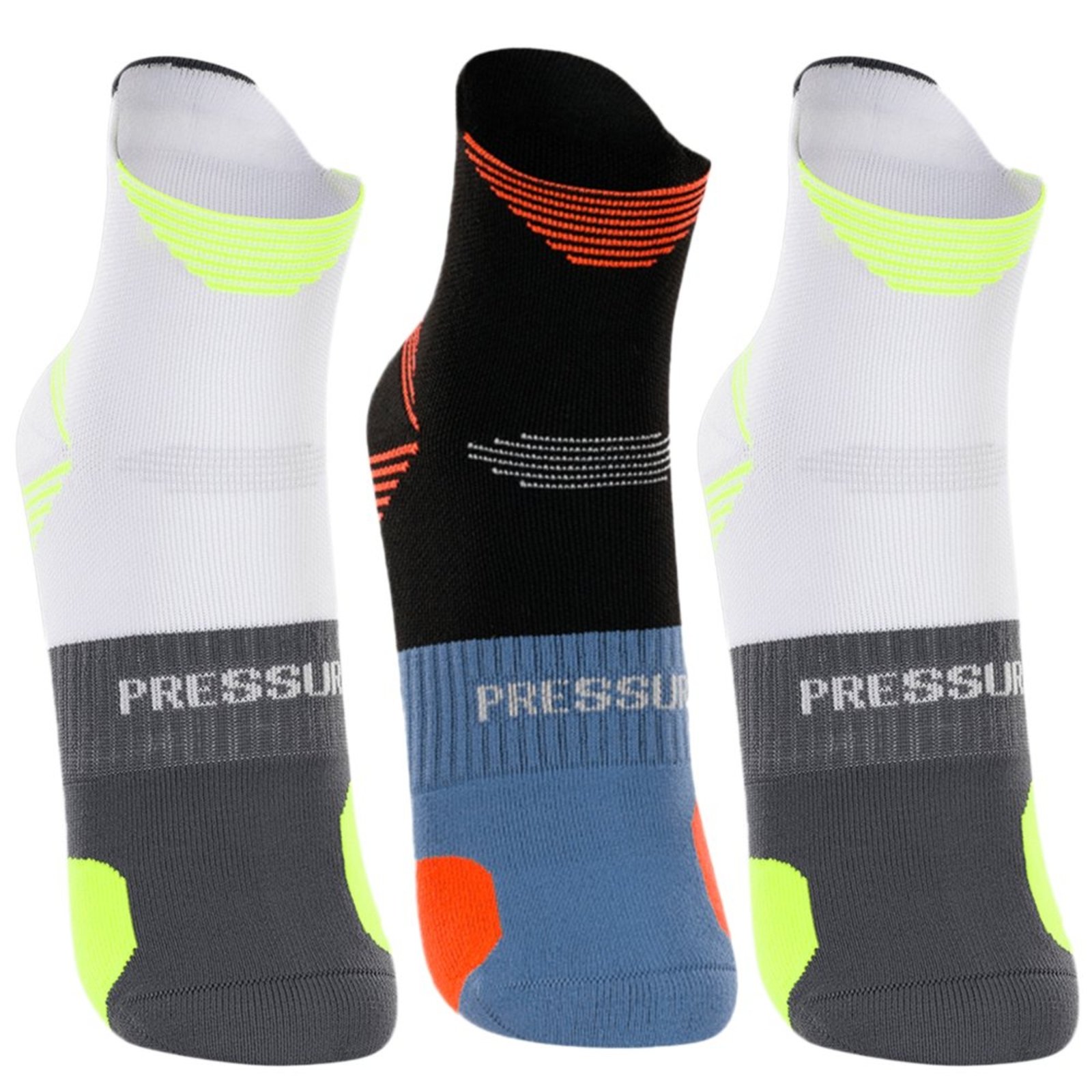 Kit 03 Meia Lupo Running Power Adulto Masculino Curta Poliamida 1Preto/2Branco