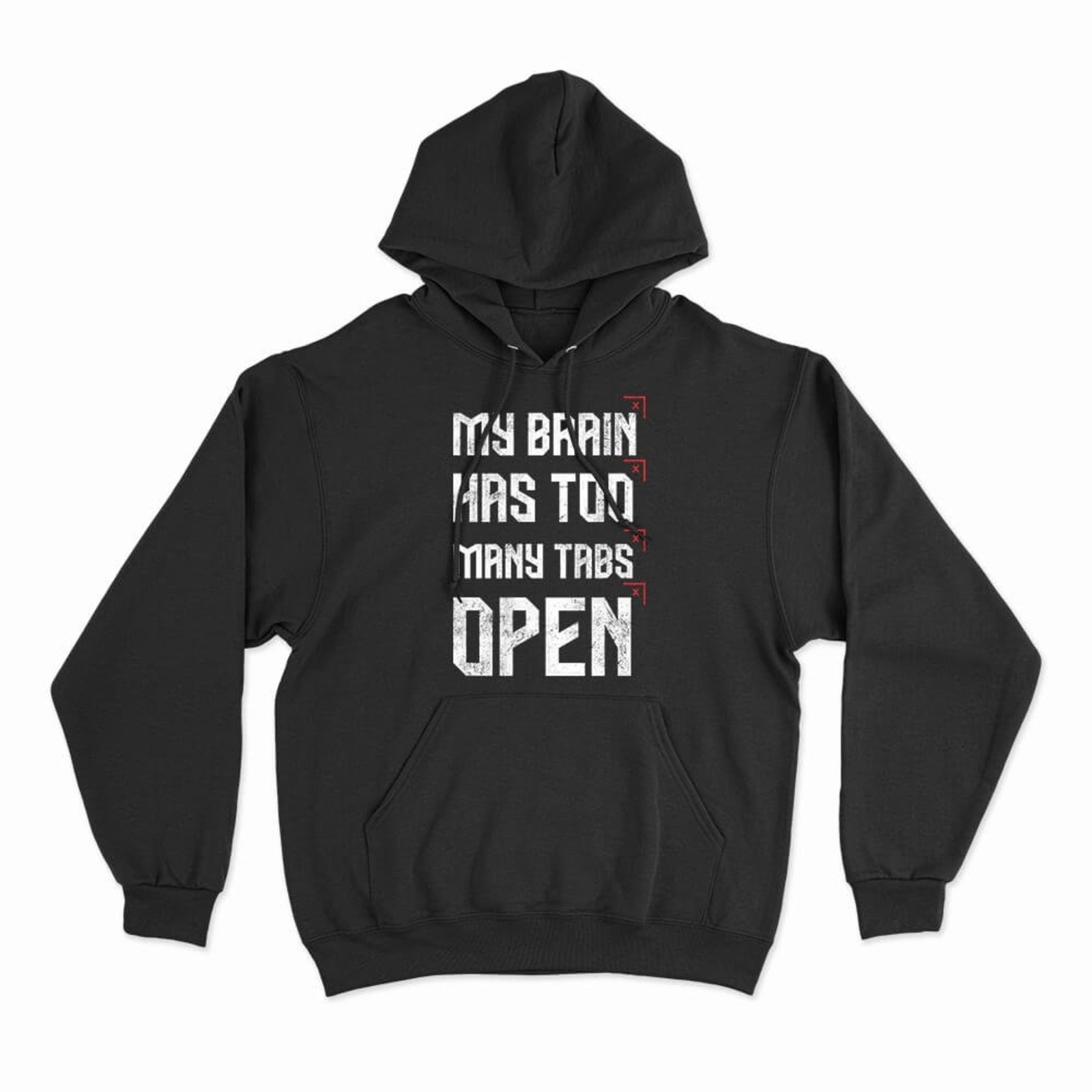 Moletom Com Capuz My Brain Has Too Many Tabs Open - Preto - Casual - Studio Geek