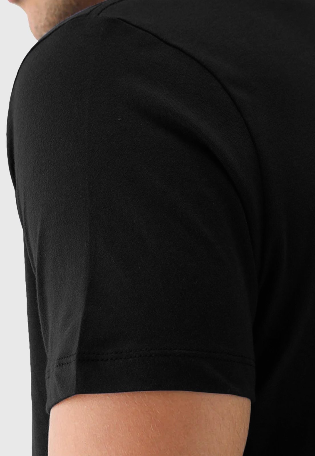 Vista 3 Camiseta Masculina Preta Tropical Algodão Premium Benellys preto Benellys preto