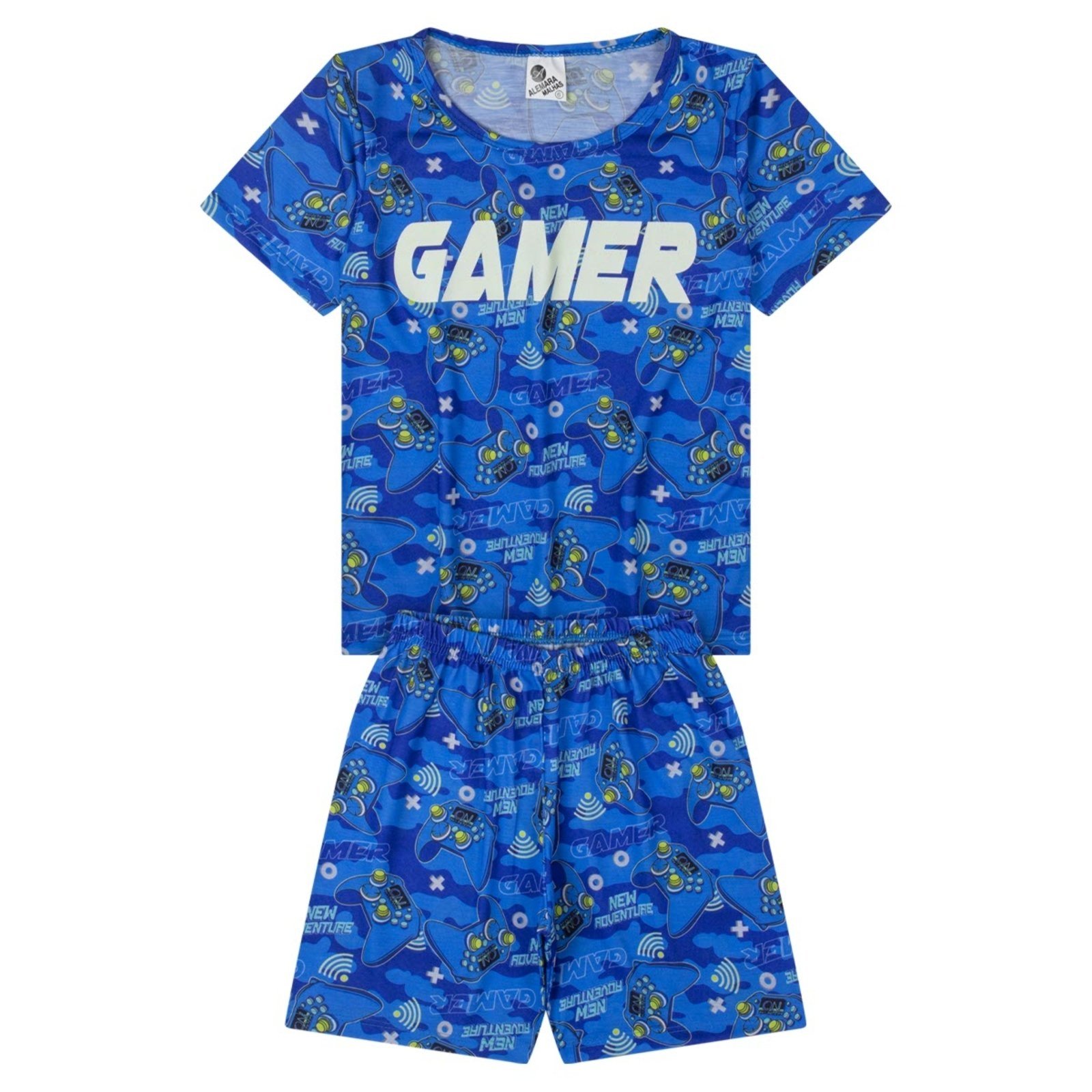 Vista 2 Pijama Menino Curto Gamer Royal Alemara azul royal Alemara azul royal