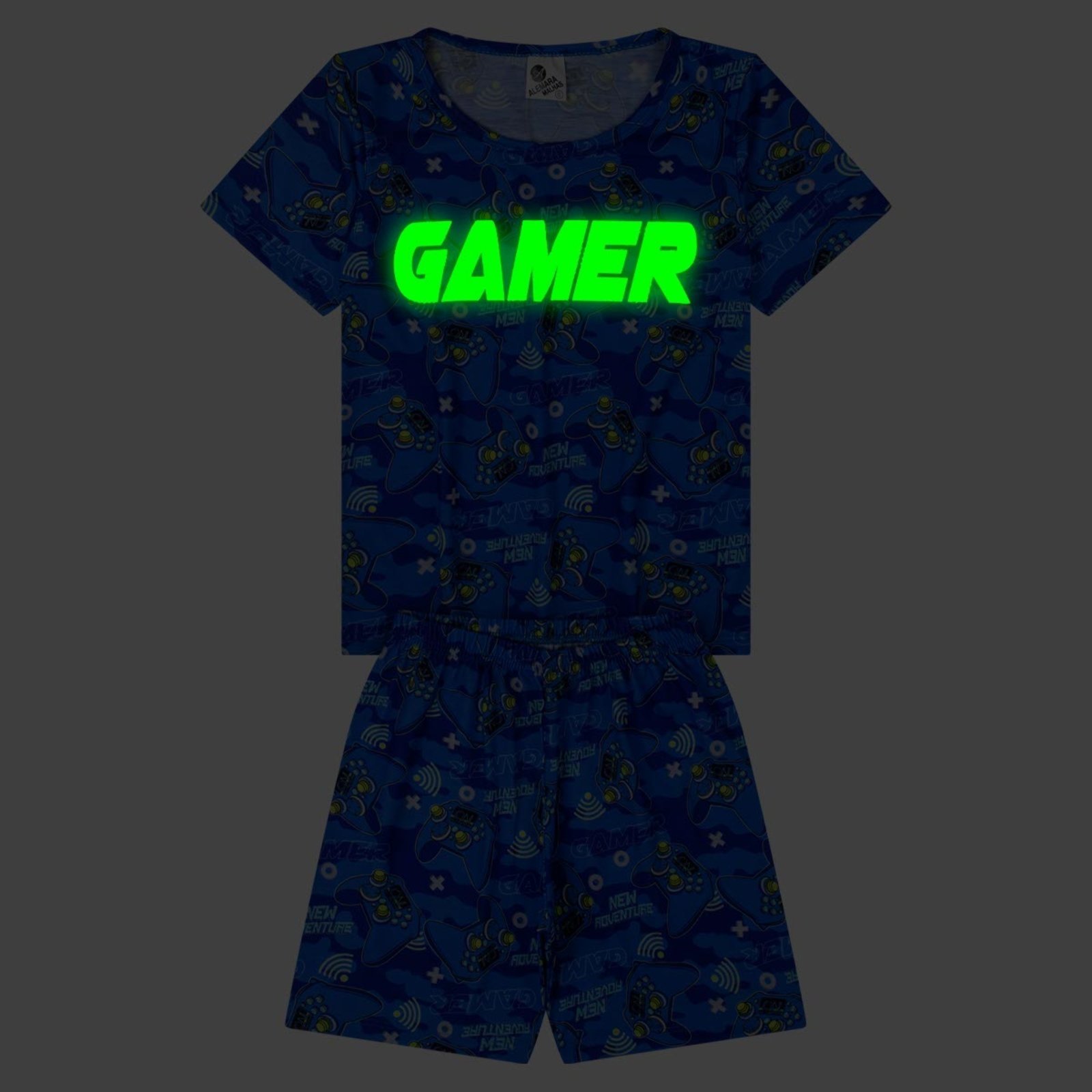 Vista 3 Pijama Menino Curto Gamer Royal Alemara azul royal Alemara azul royal