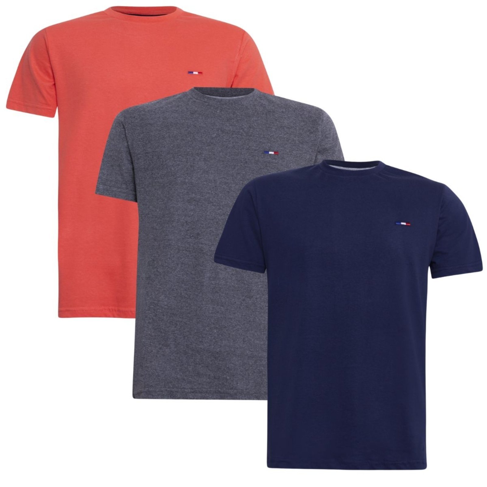 Kit 3 peças Camiseta Industrie Básica Bordada França Tommi Algodão Premium Masculina