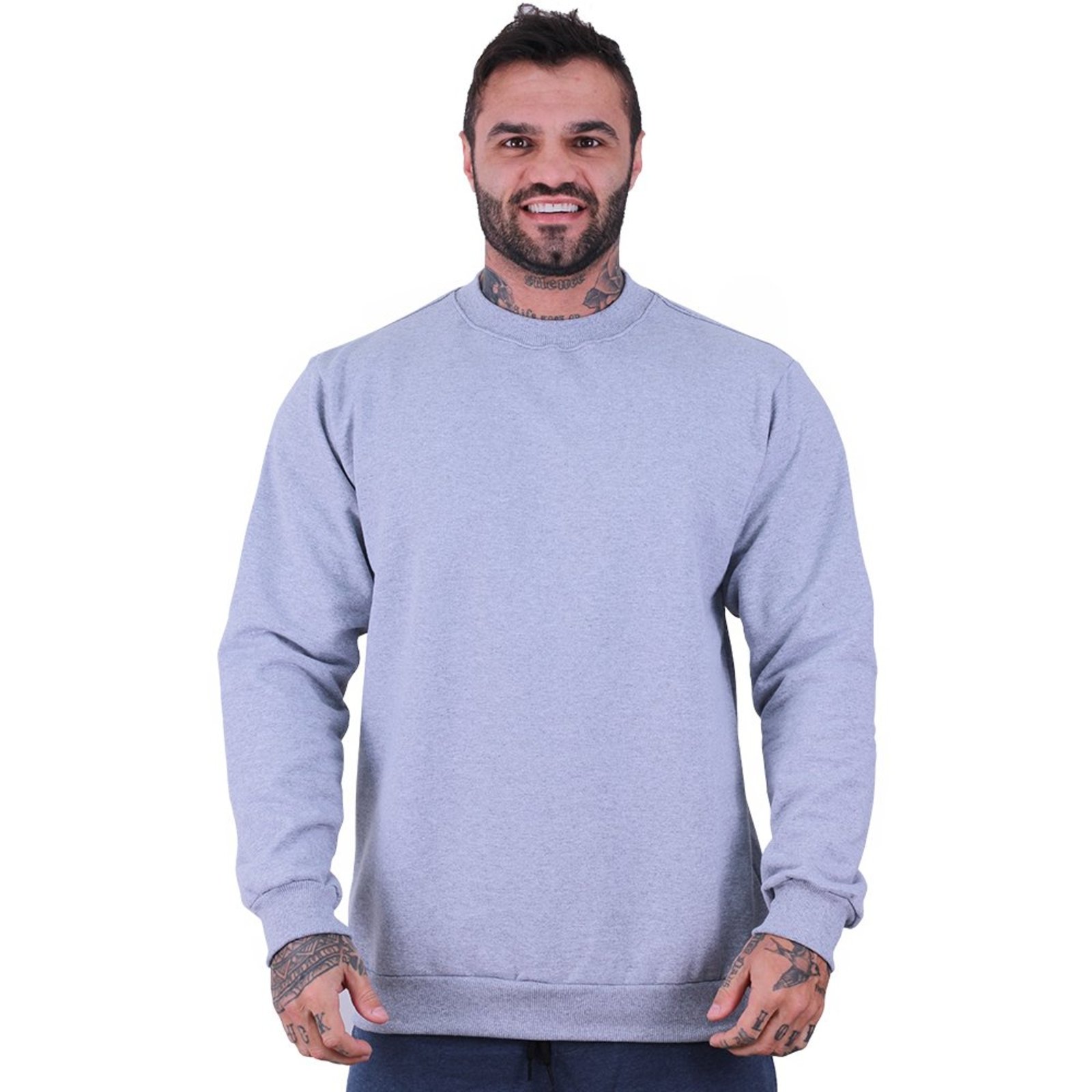 Blusa Moletom Lisa Basic Masculina MXD Conceito Sem Touca Mescla