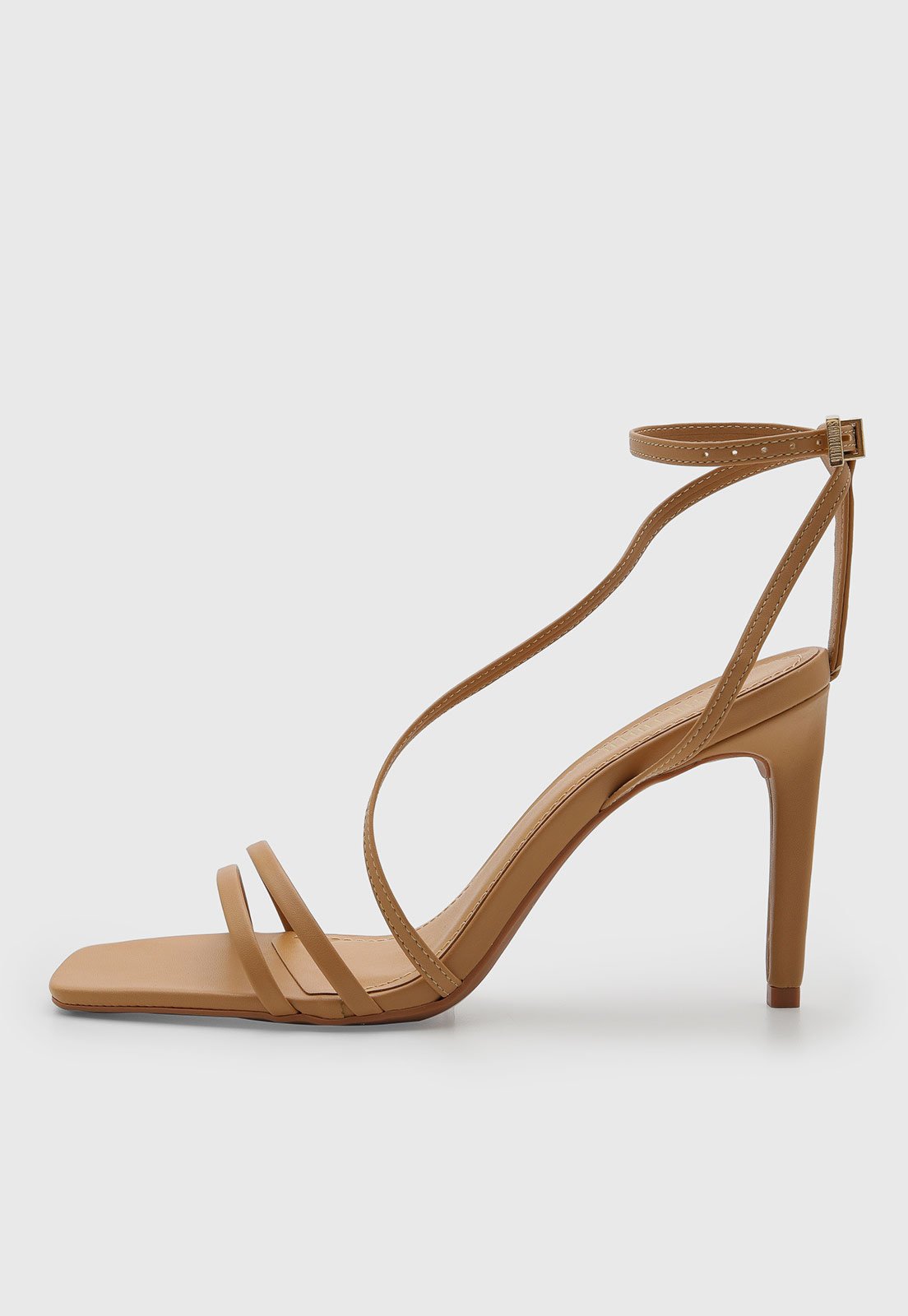 Vista 2 Sandália Feminina Santa Lolla Salto Fino Bico Quadrado bege Santa Lolla bege