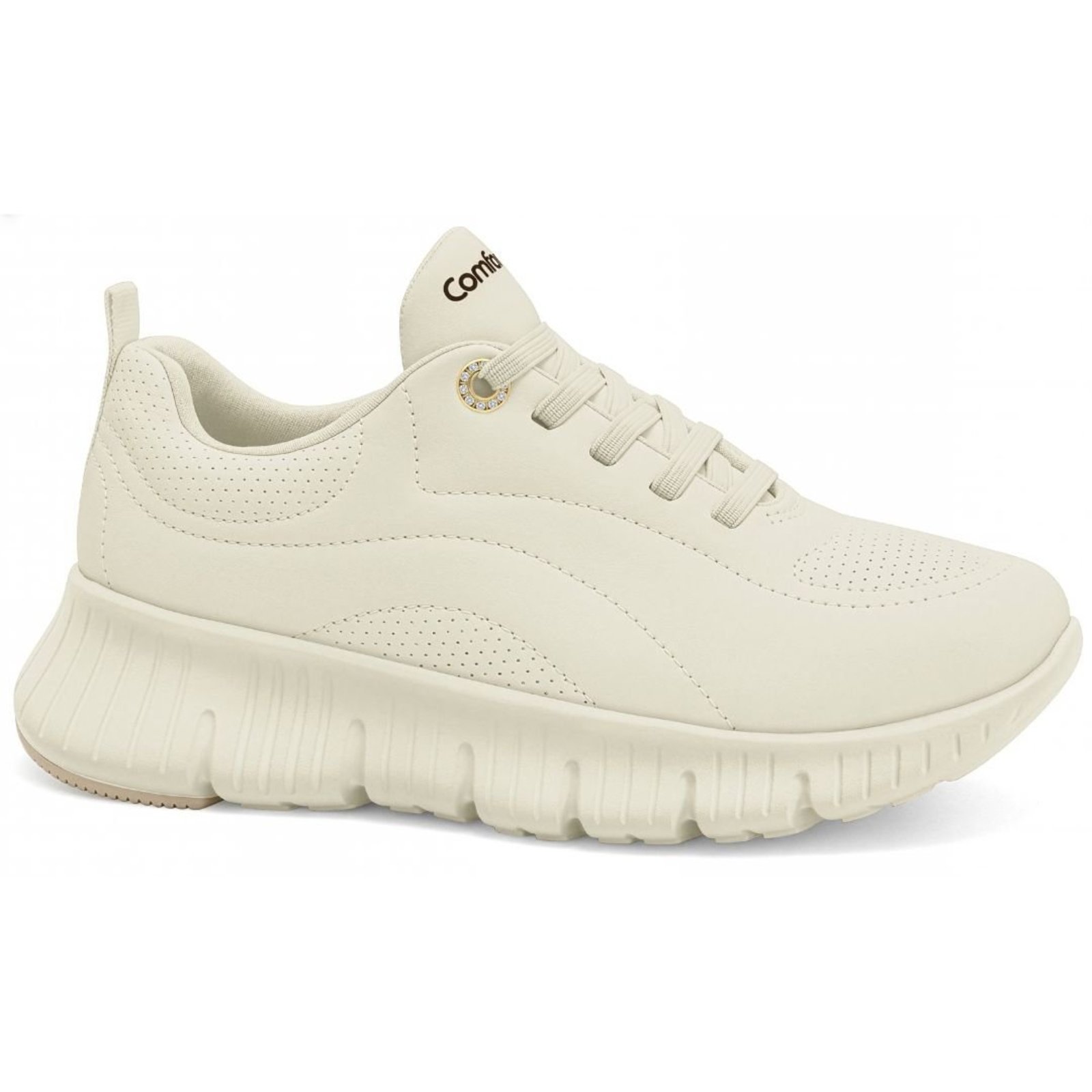 Tênis Feminino Casual Leve e Macio Comfortflex 2650403-Creme