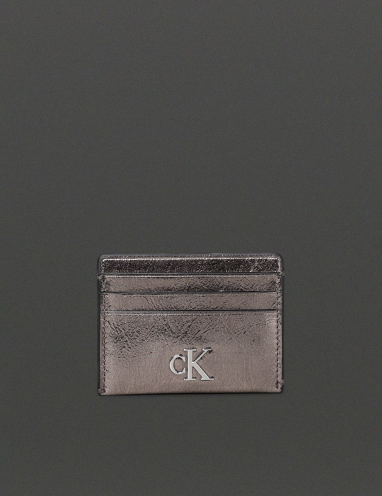 Porta Cartão Feminino Metálico Calvin Klein Jeans – Grafite Calvin Klein Jeans