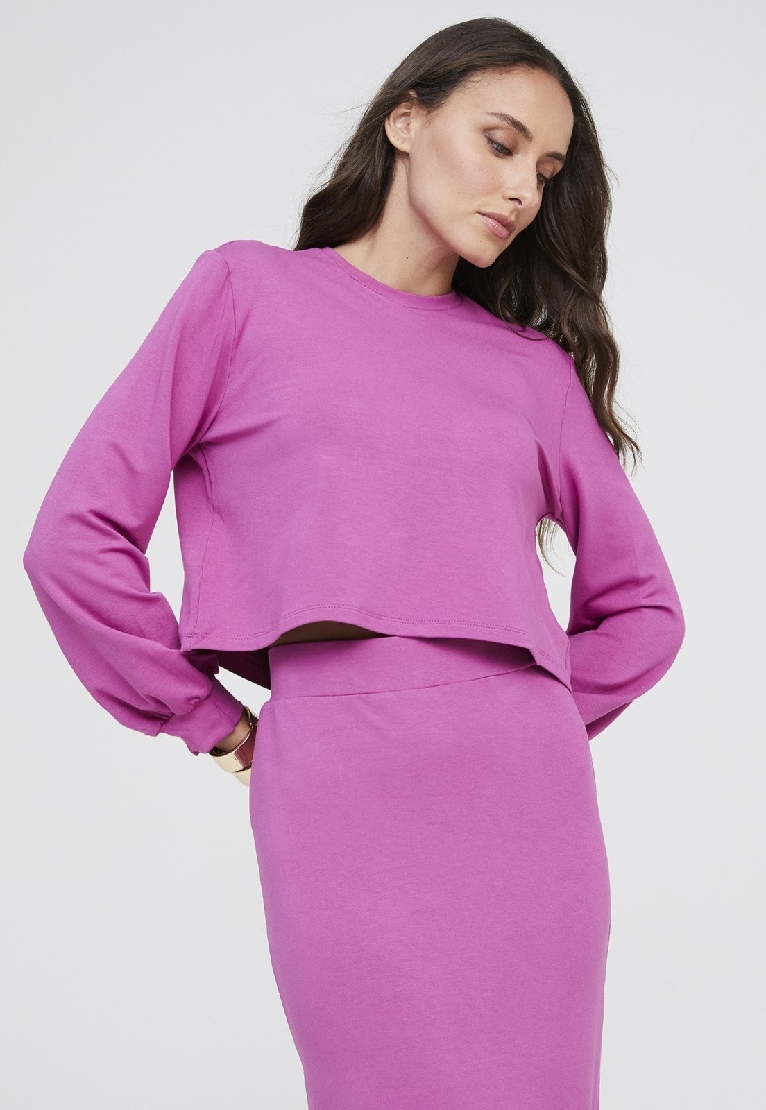 Vista 2 Blusa Traymon Molevisco Manga Longa Uva roxo Traymon roxo